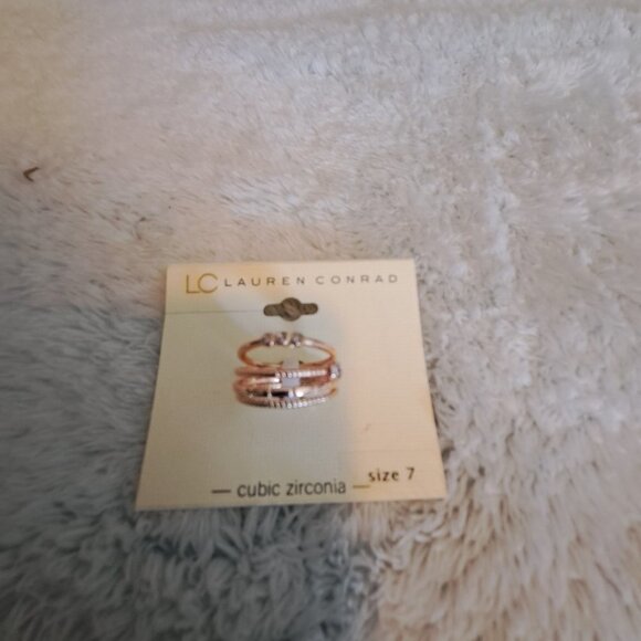 LC Lauren Conrad Rose Gold Stackable Rings Size 7 - Picture 1 of 2